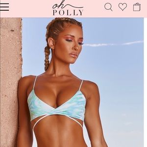 Blue tie dye two piece swimwear.